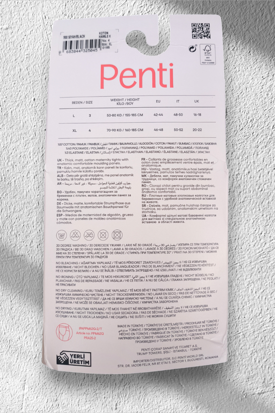 جوراب شلواری بارداری نخی مشکی Penti مدل Cotton 100 دن – اصل ترکیه